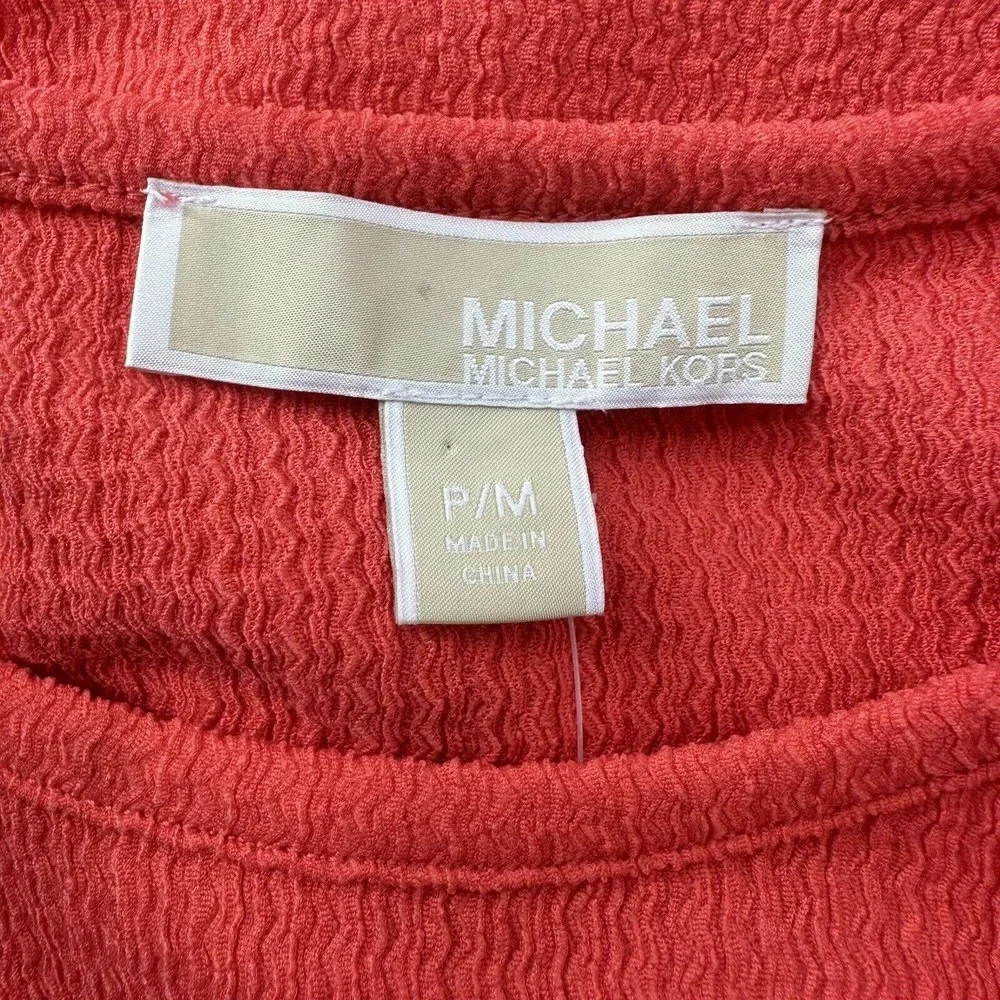 Michael Kors Mini Dress Size M Crinkle Textured Ruffle Hem‎ Sleeveless Crew Neck